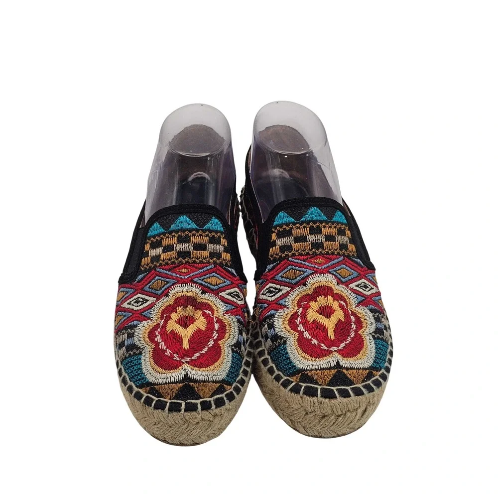 Johnny Was Aldorna Espadrille Slip On Shoes‎ 37/6.5 Boho Tribal Embroidery Spain